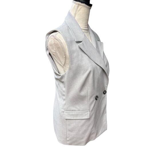 Zara Grey Double Button Collared Menswear Style Vest - Picture 3 of 10